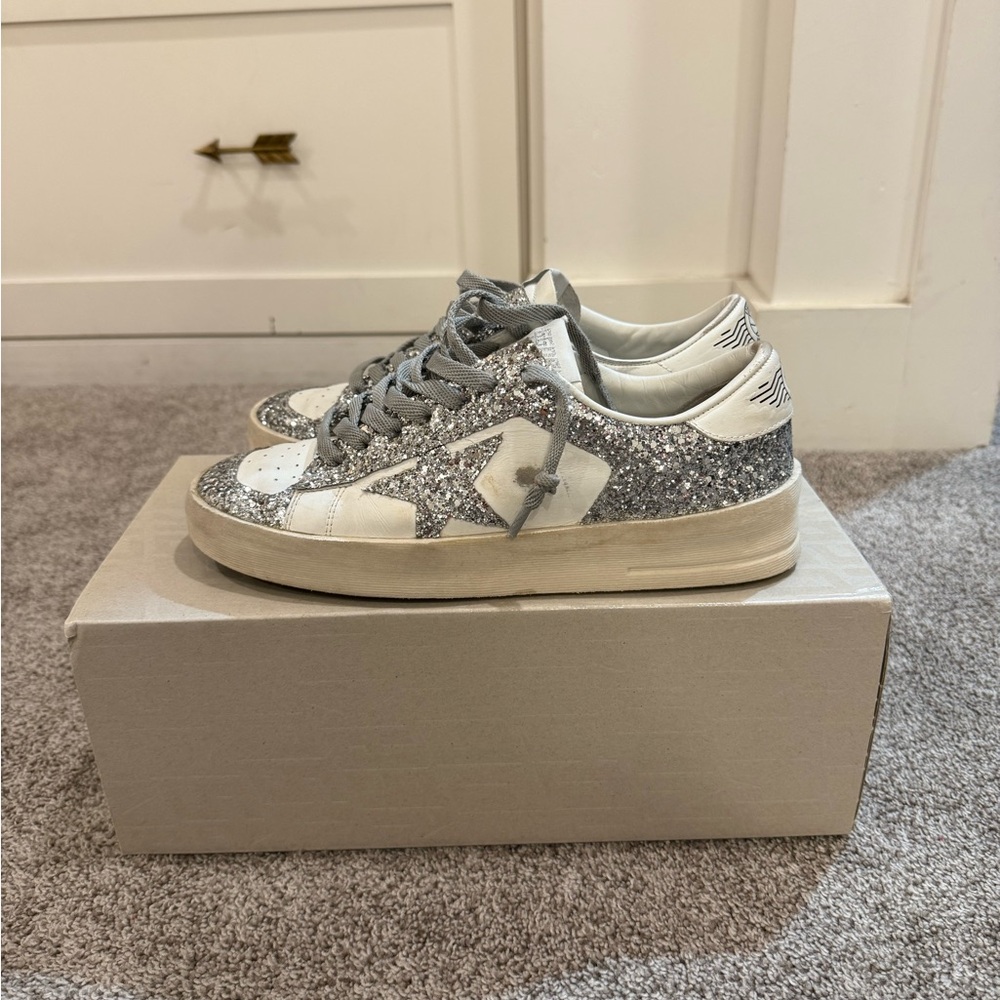 Golden Goose Stardan Silver Glitter Sneakers